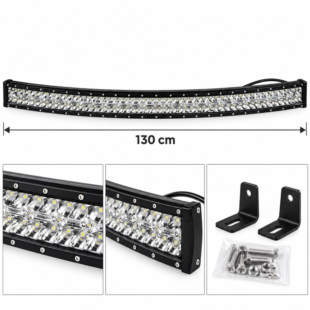 1200 W LED-lisavalgusriba sõidukile, 130 cm, kumer, alumiiniumkorpus Y1724 – pilt 1