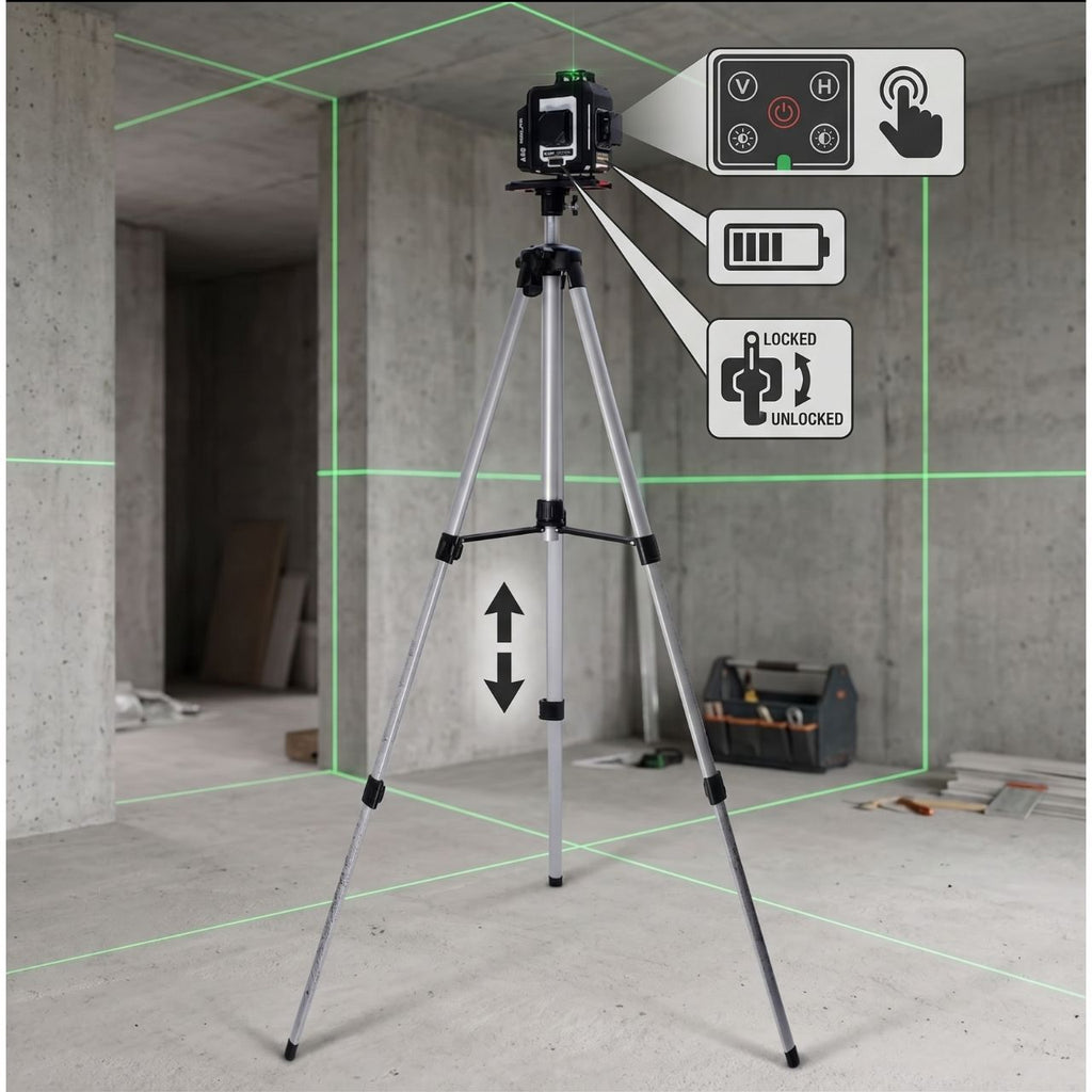 META-PRO 4D roheline laserlood statiivi ja 1,5 Ah akuga GA1015 – pilt 4