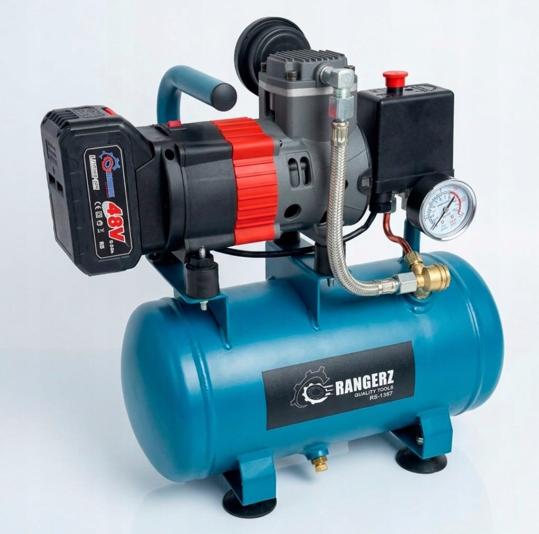 RANGERZ juhtmeta õlivaba õhukompressor 6L | harjadeta mootor | 8 Bar | 2 × 48V 5.0Ah akut – pilt 3