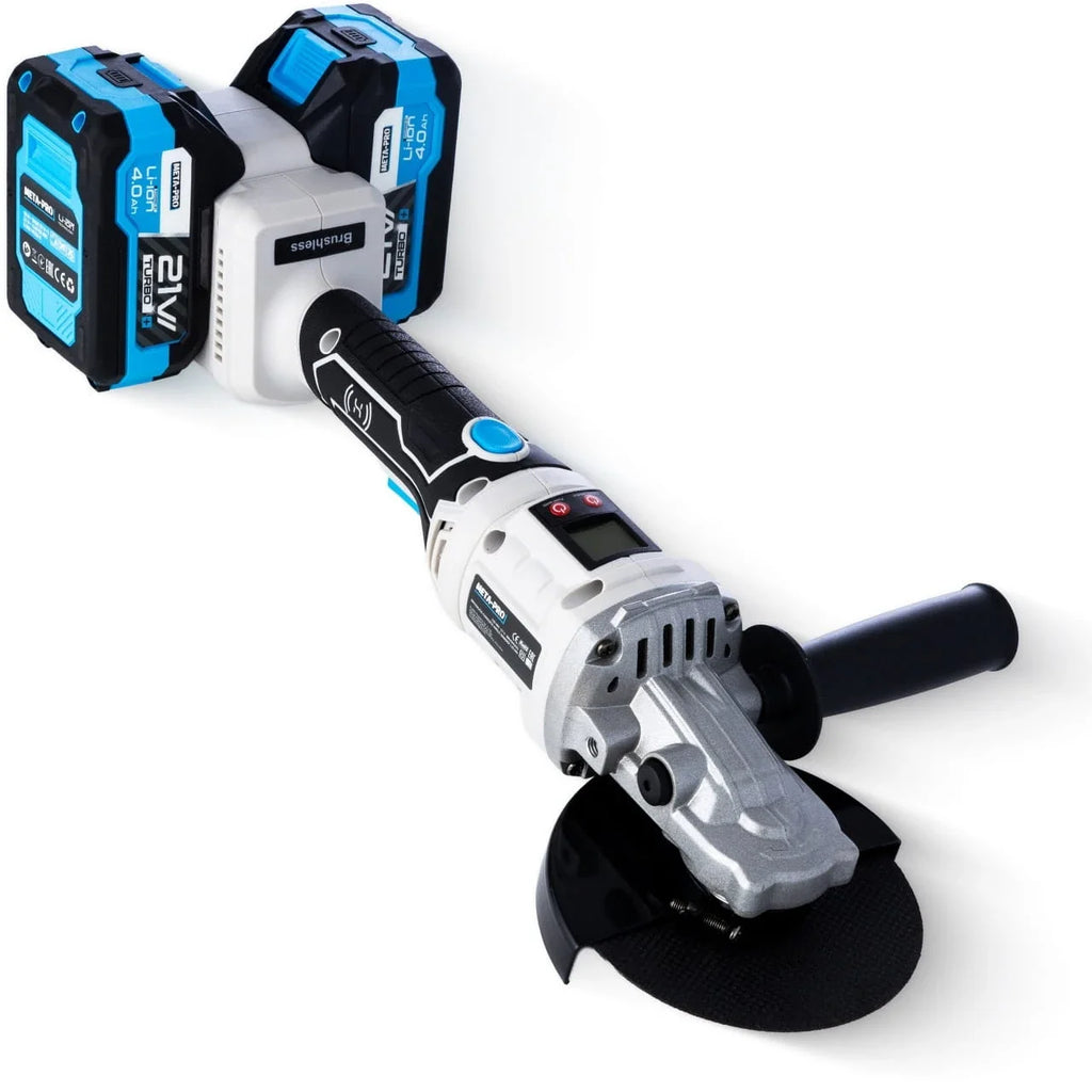META-PRO akuga nurklihvija 125 mm, 2 × 21 V 4 Ah aku ja 10 kettaga Z1075 – pilt 4