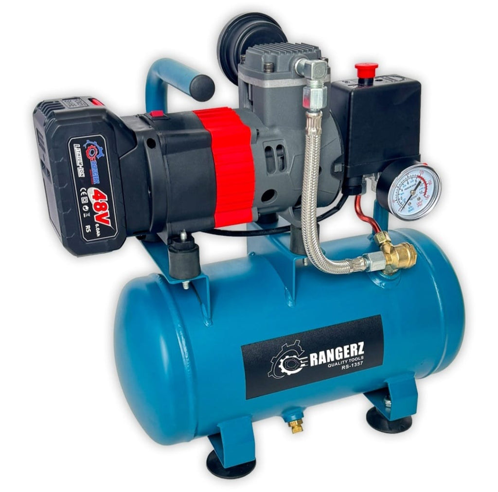 RANGERZ juhtmeta õlivaba õhukompressor 6L | harjadeta mootor | 8 Bar | 2 × 48V 5.0Ah akut – pilt 5