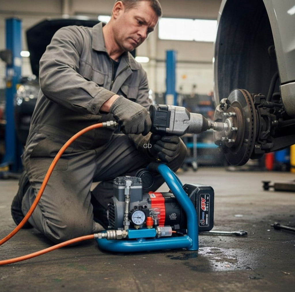 RANGERZ juhtmevaba õlivaba õhukompressor 1,5 l 48 V 8 bar kahe 5,0 Ah akuga RS-1358 – pilt 6