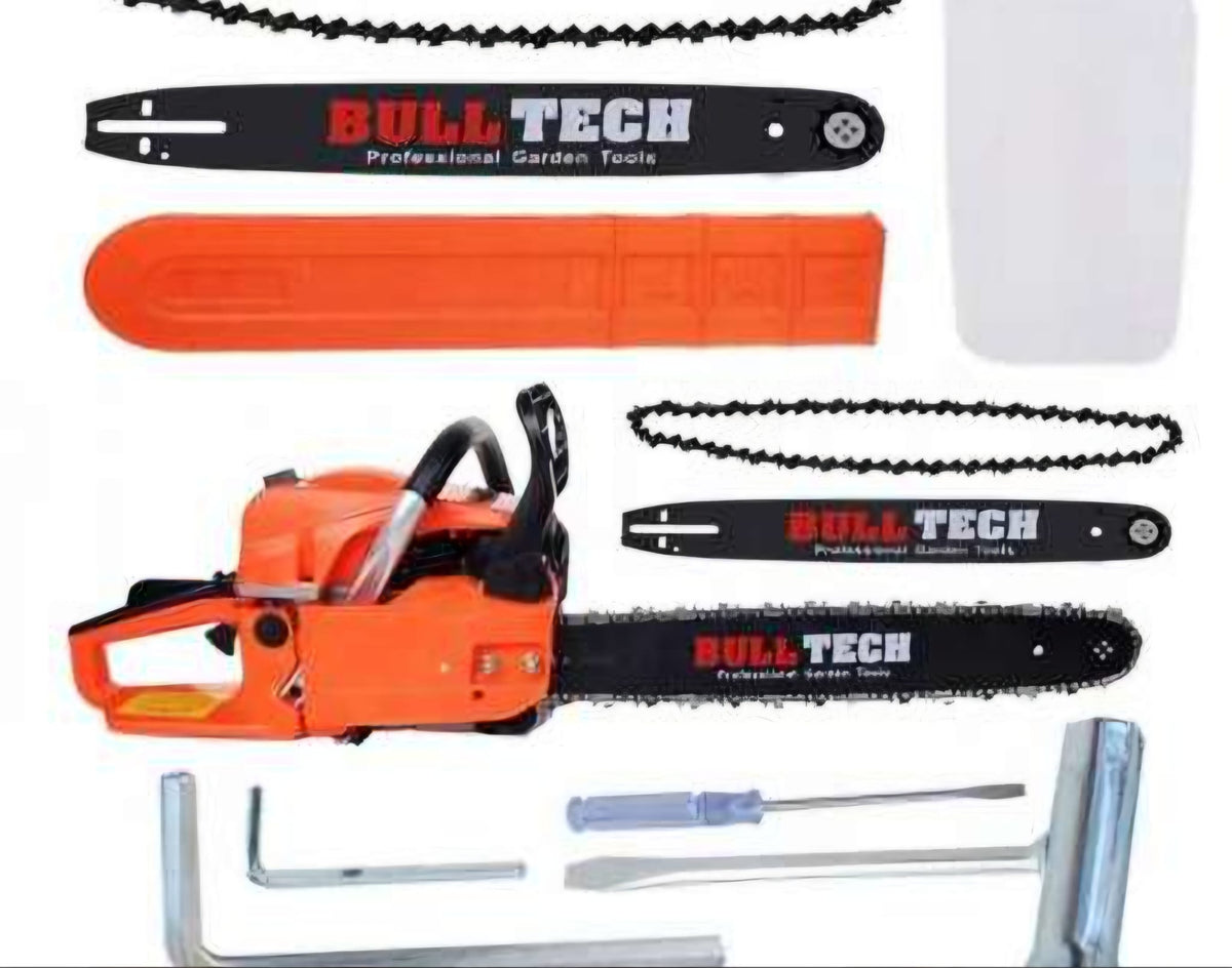 BULL TECH 4,9 hj bensiinikettsaag kahe 18-tollise juhtplaadi ja kahe Bull Tec ketiga BT-7006 – pilt 1