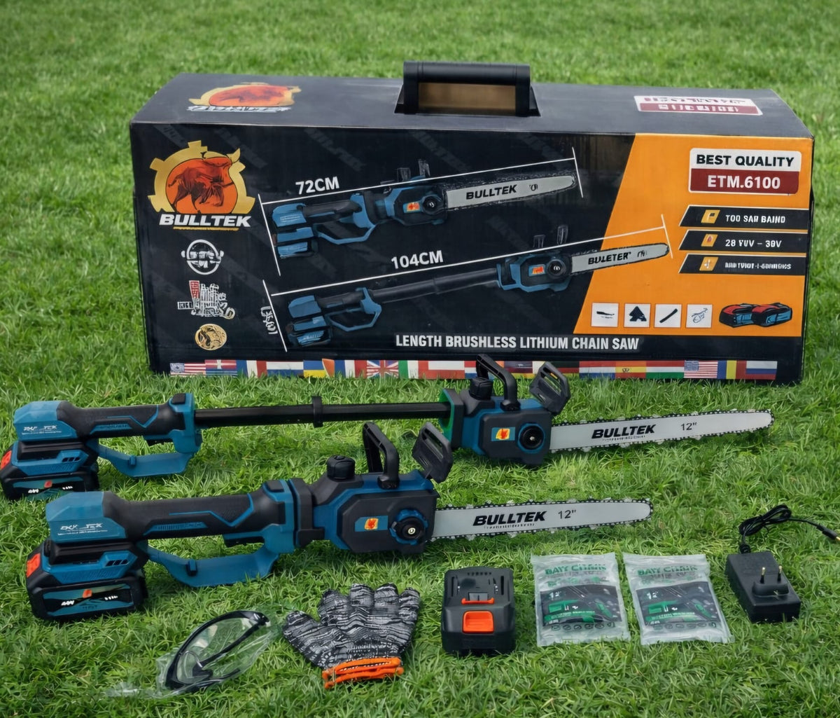 Akutoitega teleskoopvarrega kettsaag 12″, 2 × 48 V 5 Ah akut BTM-6100 – pilt 3