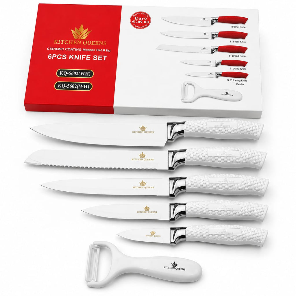 Kitchen Queens 6-osaline keraamilise kattega kööginoakomplekt koorijaga, valge KQ-5602 – pilt 2