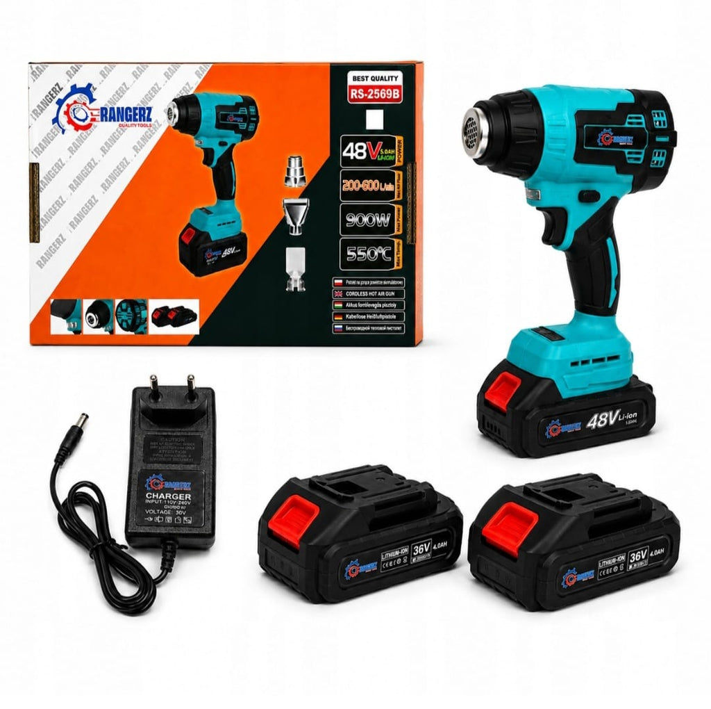 RANGERZ RS-2569A juhtmeta kuumaõhupuhur 900 W 36 V 550 °C 2 aku ja kohvriga RS-2569B – pilt 1