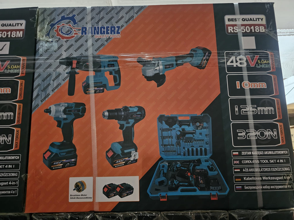 RANGERZ 4-ühes juhtmeta elektritööriistakomplekt 48 V 5,0 Ah, 2 akut, harjadeta RS-5018B – pilt 6