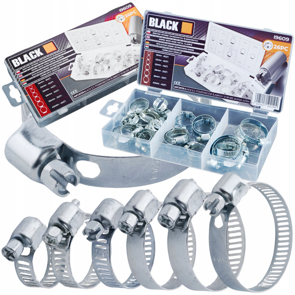 Blacktools mustade voolikuklambrite komplekt 26 tk 16–40 mm 19609 – pilt 1