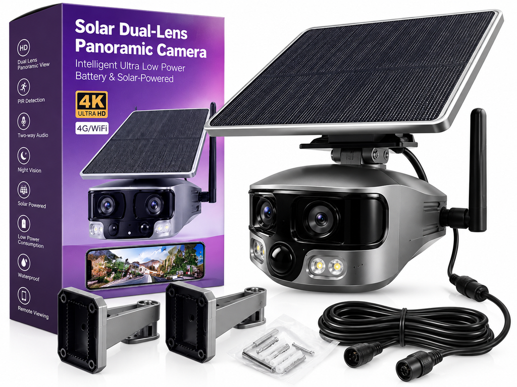 Kahe objektiiviga panoraamne 4K turvakaamera 4G/WiFi aku- ja päikesetoitega SY1239 – pilt 4