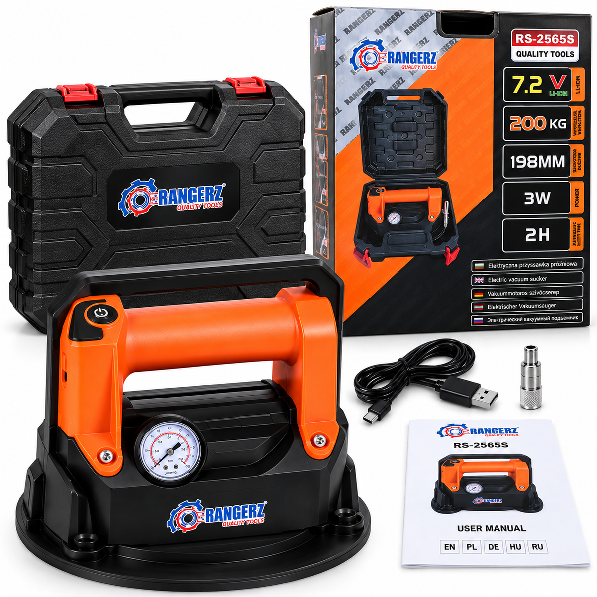 RANGERZ juhtmeta elektriline vaakumtõstuk 200 kg 7,2 V 198 mm RS-2565S – pilt 2
