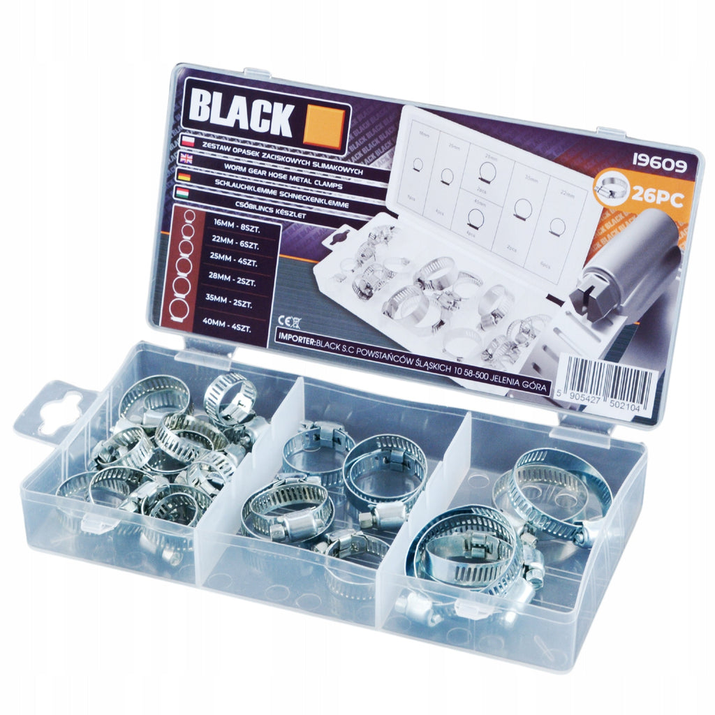 Blacktools mustade voolikuklambrite komplekt 26 tk 16–40 mm 19609 – pilt 2