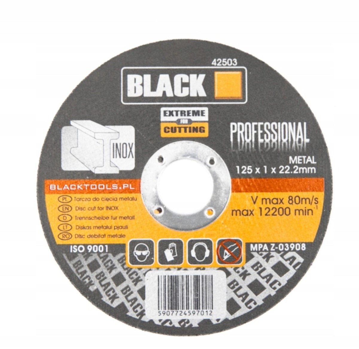 Black õhukesed metalli lõikekettad 125 × 1 × 22,2 mm, 25 tk, mudel 42503 – pilt 3