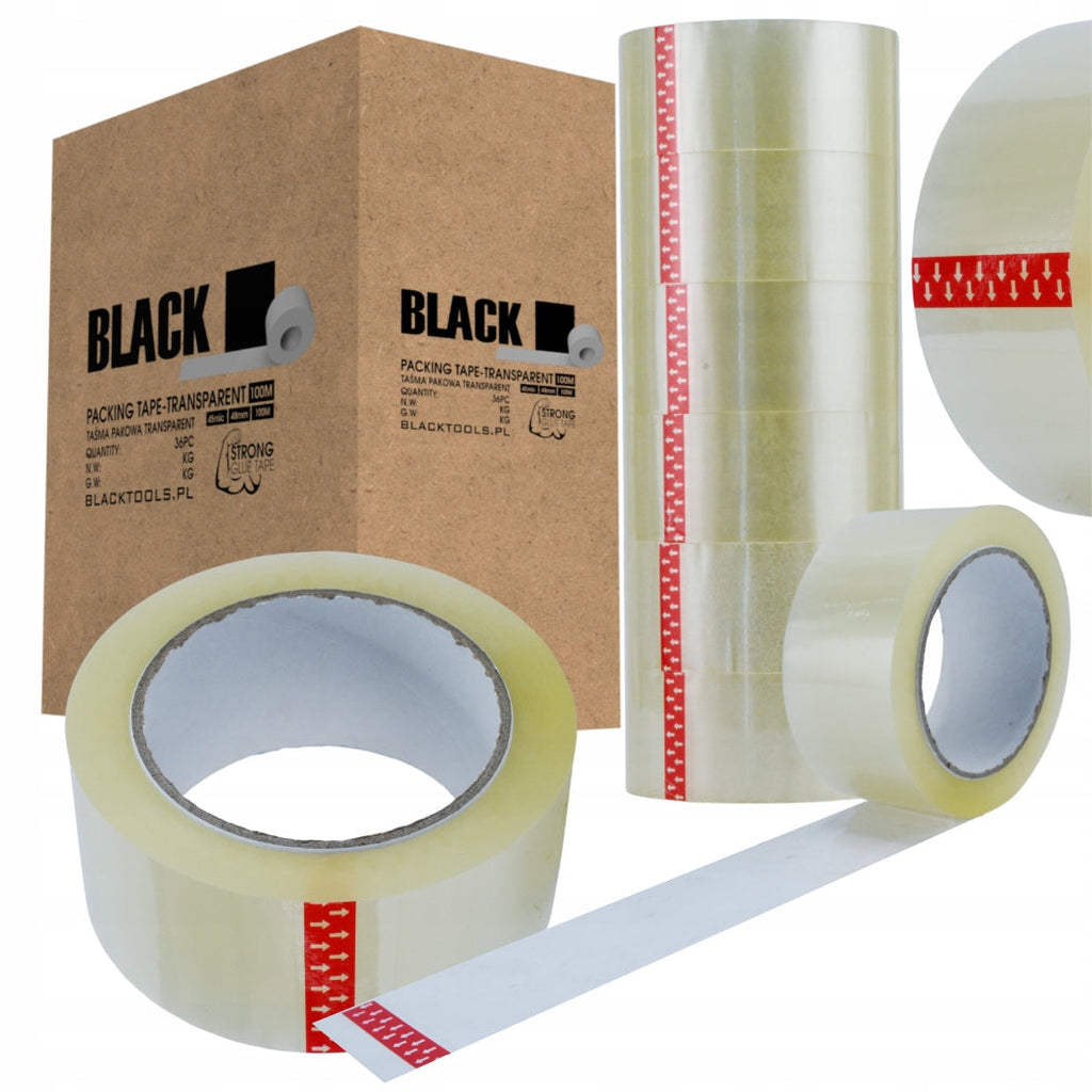 BLACK läbipaistev pakketeip 48 mm × 100 m TASMAT – pilt 1