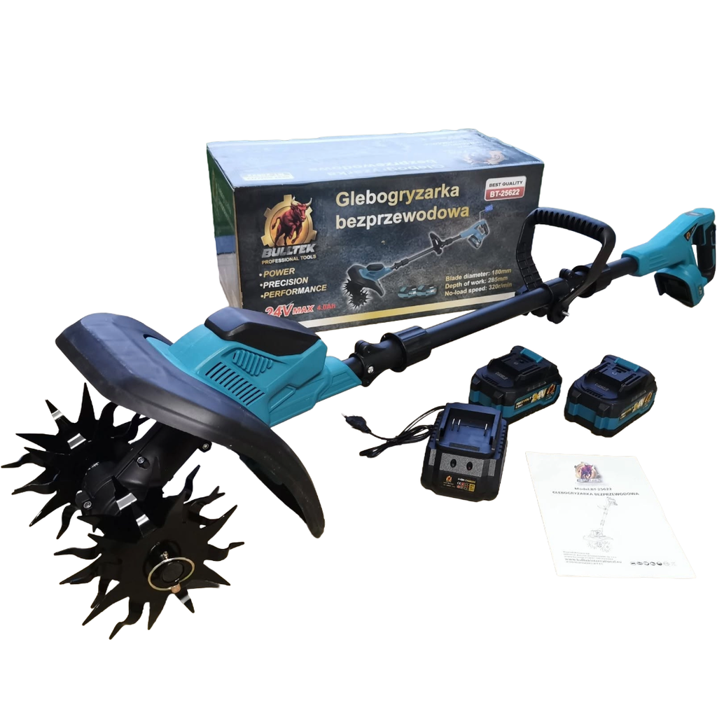BULLTEK akutoitega mullakultivaator 23 cm 2 × 24V MAX 4.0Ah BT-25622 – pilt 1