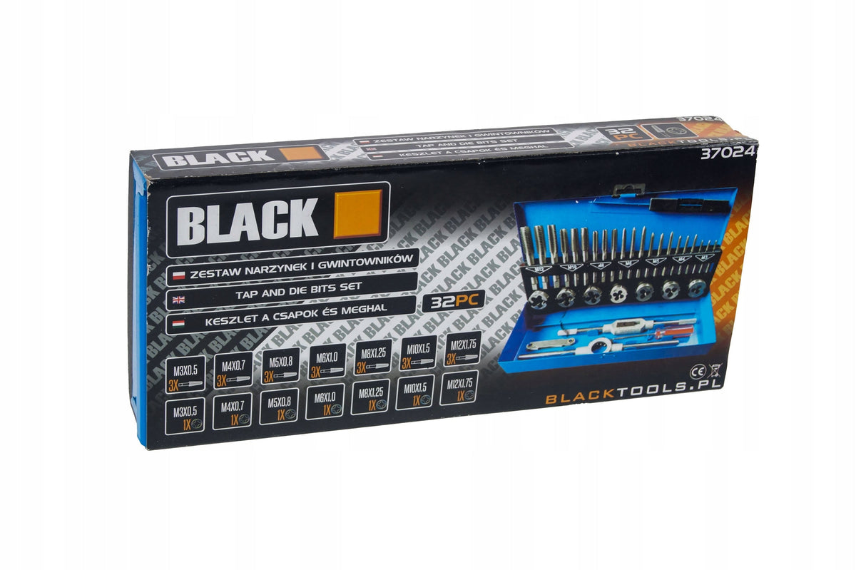 32-osaline BLACK keermepuuride ja keermelõikurite komplekt M3–M12 37024 – pilt 2