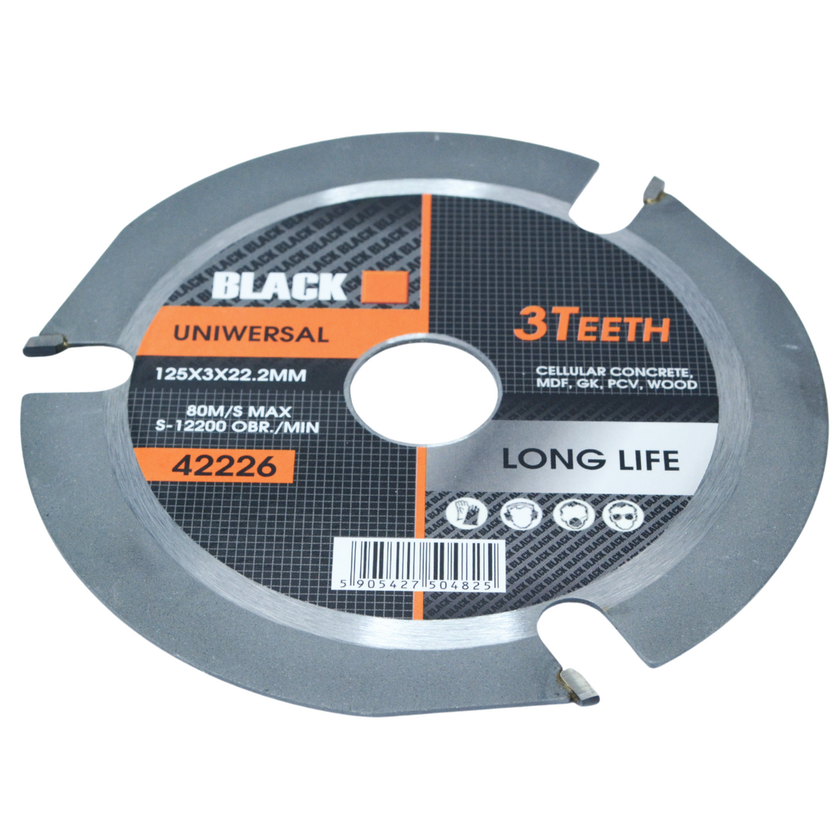 BLACK 3-hambaline universaalne TCT-karbiidist ketastera puidu, PVC, kipsplaadi ja MDF-i jaoks, 125 × 22,2 mm 42226 – pilt 4
