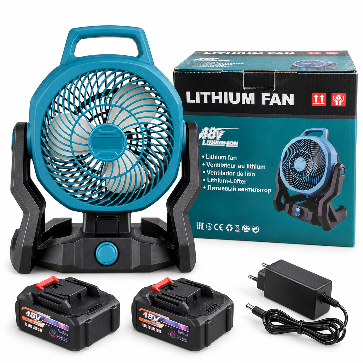 Juhtmevaba kaasaskantav ventilaator kahe aku ja laadijaga CBF06 – pilt 1