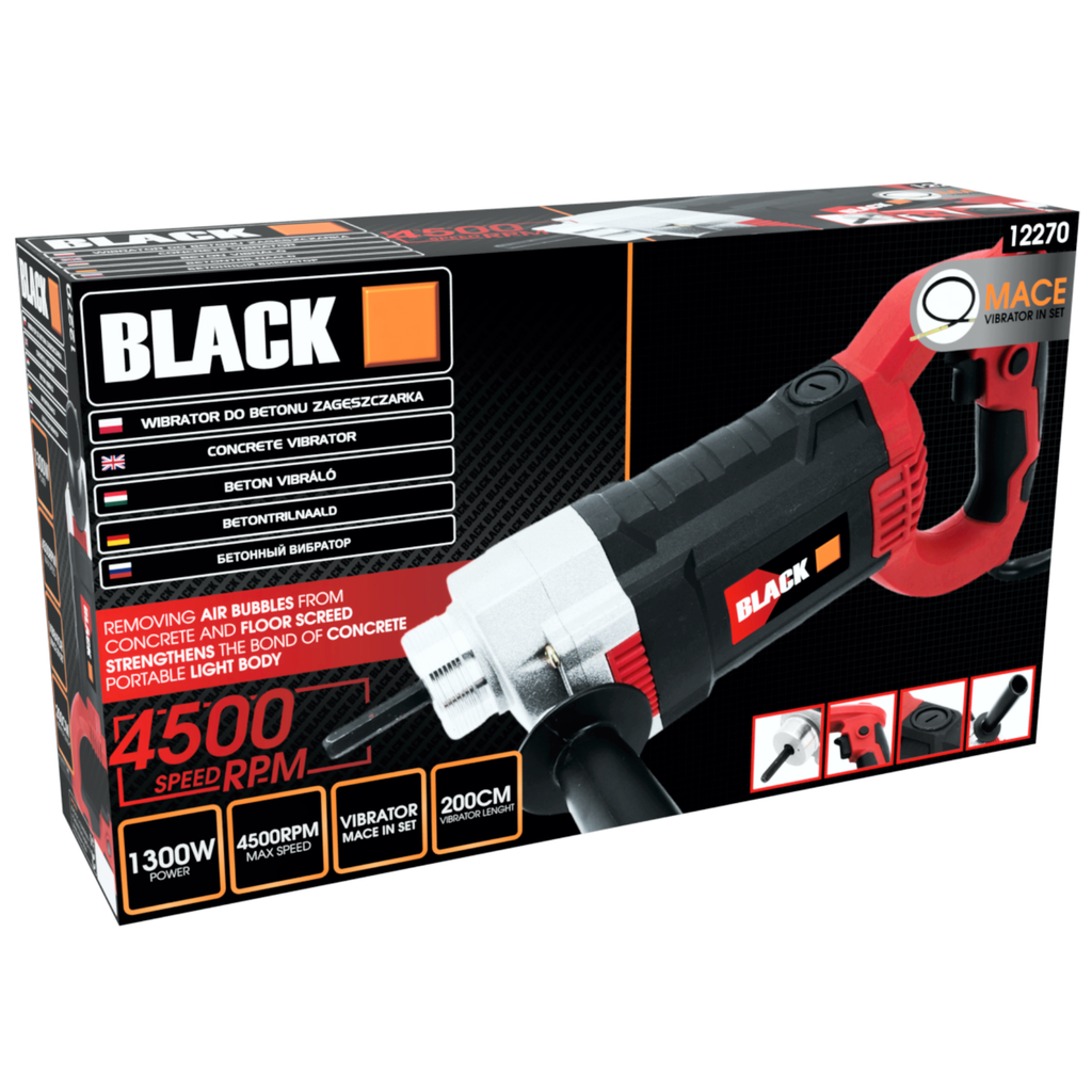 Black marki elektriline betoonivibraator 1350W 2m vardaga – pilt 5