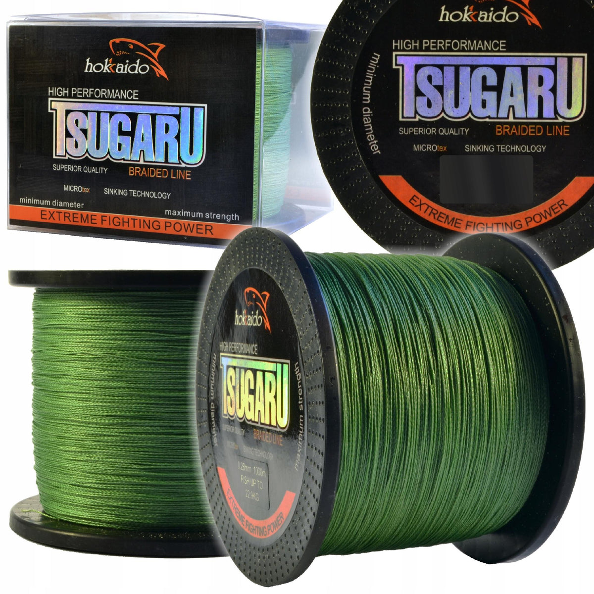 Hokkaido Tsugaru 4-kiuline punutud õngenöör 0,24 mm 1000 m 19,3 kg W21015-24 – pilt 1