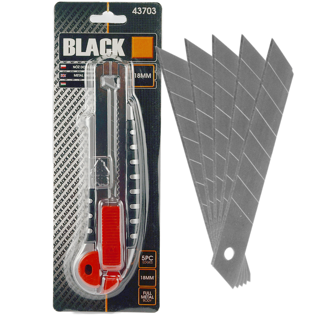 Metallist tapeedinuga terasalvega, 18 mm murdtera ja 5 varuteraga 43703 – pilt 2