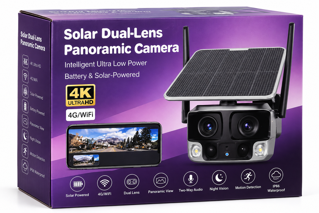 Kahe objektiiviga panoraamne 4K turvakaamera 4G/WiFi aku- ja päikesetoitega SY1239 – pilt 5