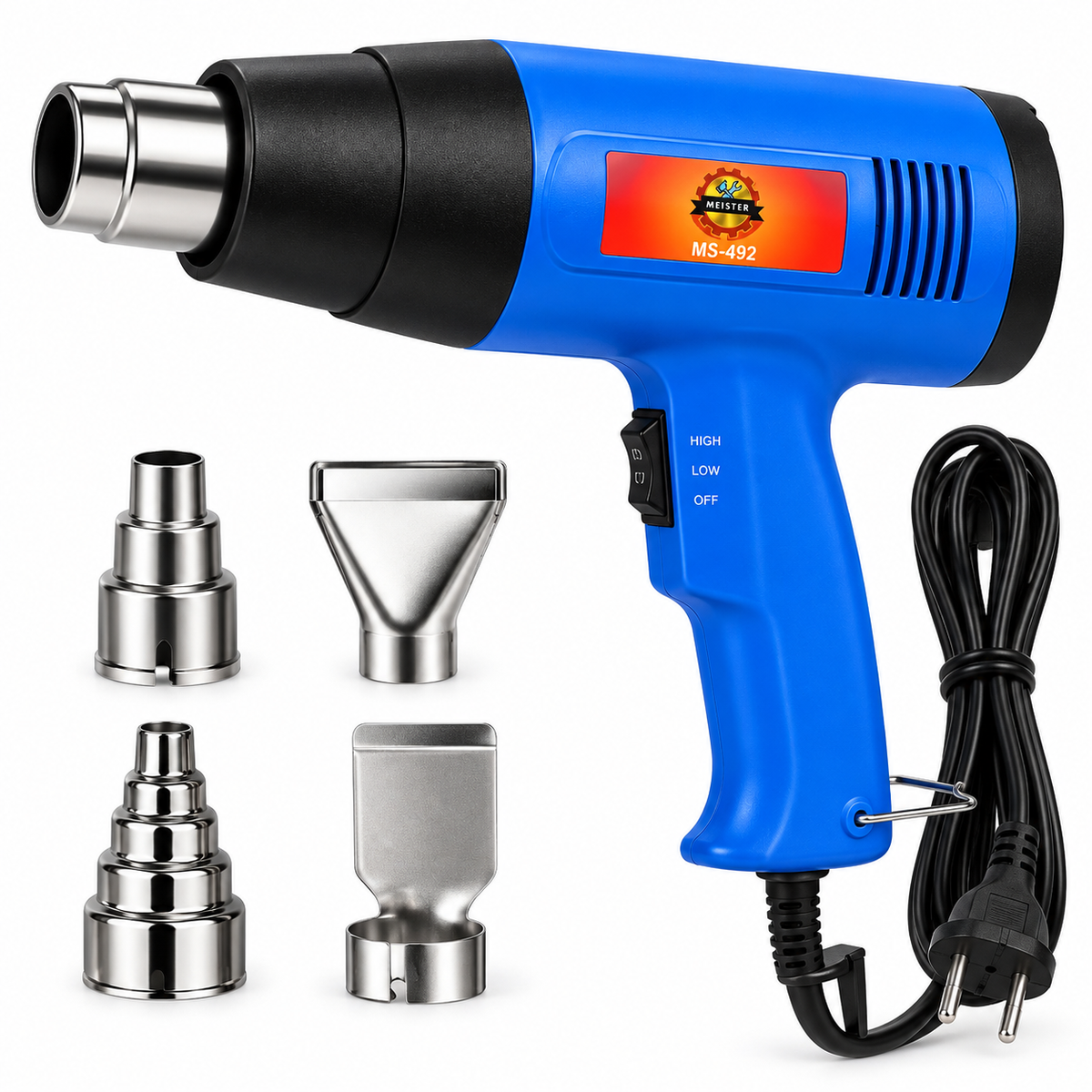 MEISTER kuumaõhupuhur 2300 W kuni 600 °C 4 otsikuga MS-492 – pilt 2