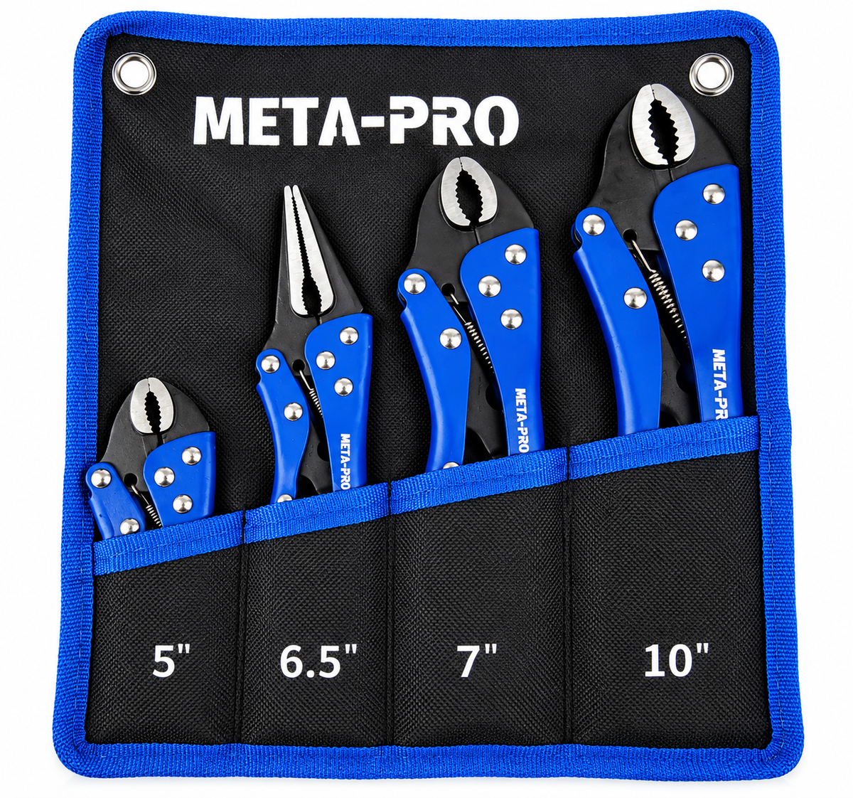 META-PRO 4-osaline lukustustangide komplekt 5″, 6,5″, 7″ ja 10″ koos rullitava tööriistaorganisaatoriga GA1004 – pilt 2