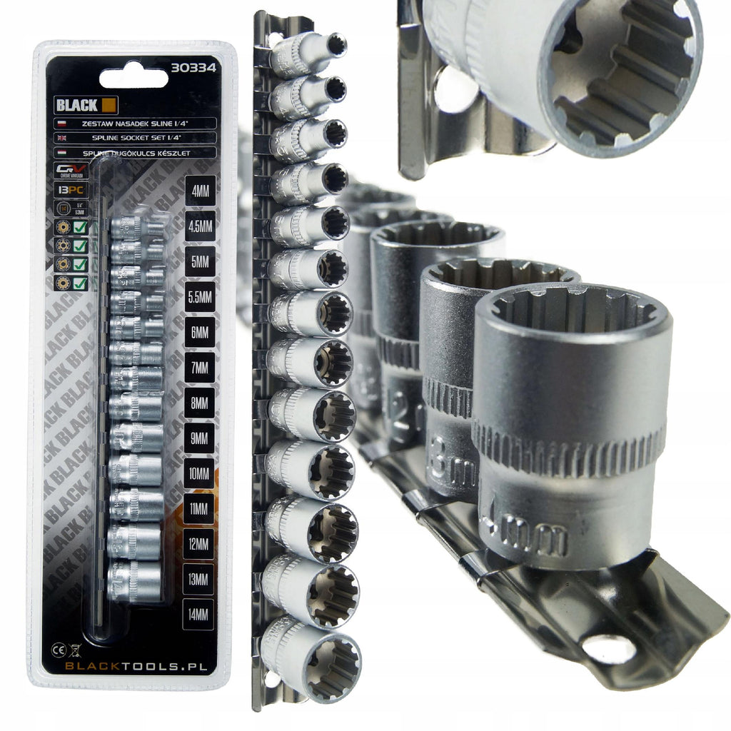 13-osaline 1/4″ splainpadrunite komplekt siiniga, 12-kant Cr-V 30334 – pilt 1