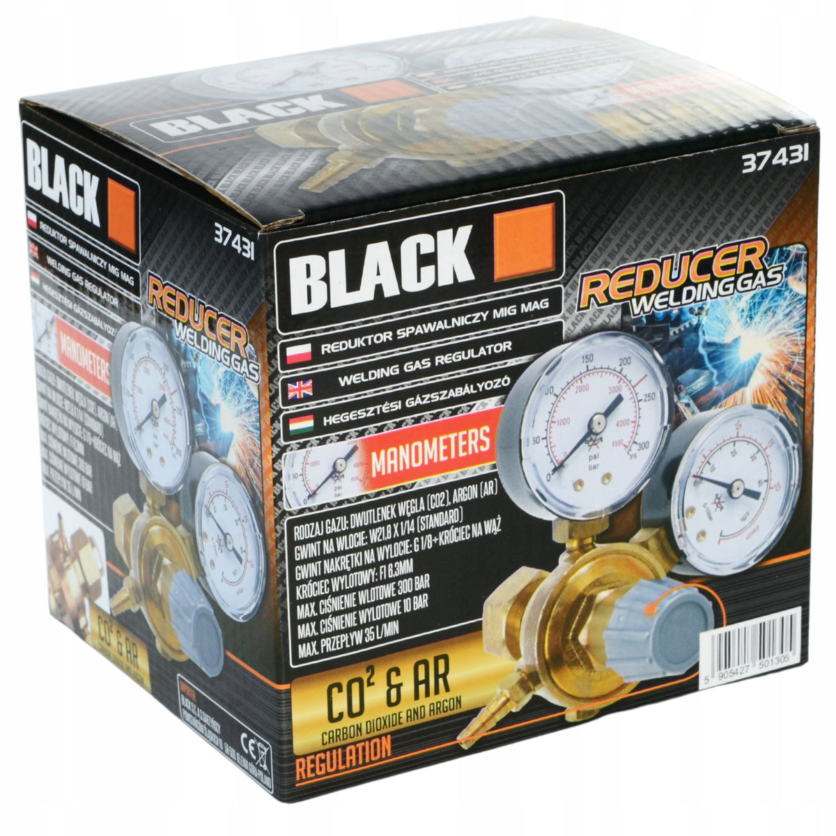 BLACKTOOLS CO₂ ja argooni keevitusgaasi rõhureduktor 300 bar 37431 – pilt 7