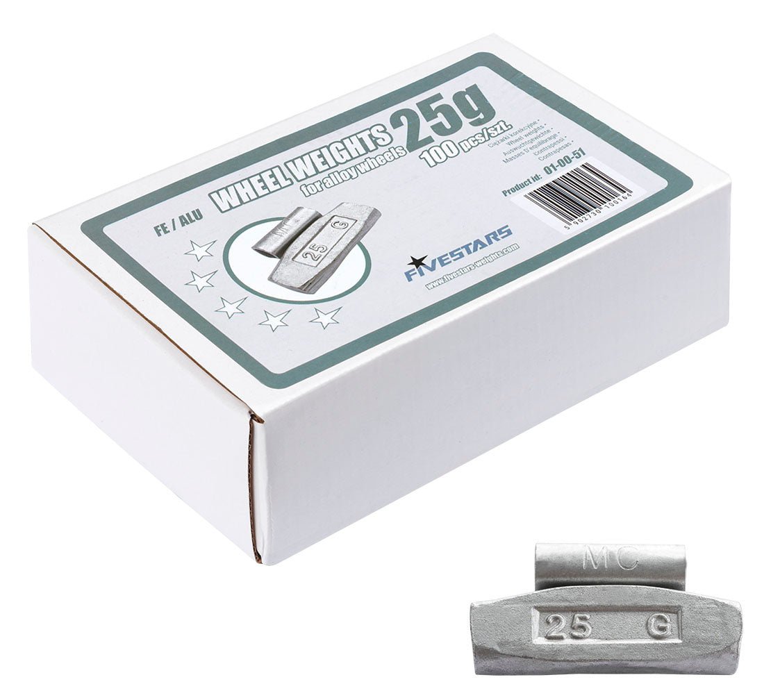 FiveStars klambriga veljetasakaalustusraskused 25 g ALU-velgedele, 100 tk 01-00-51 – pilt 1