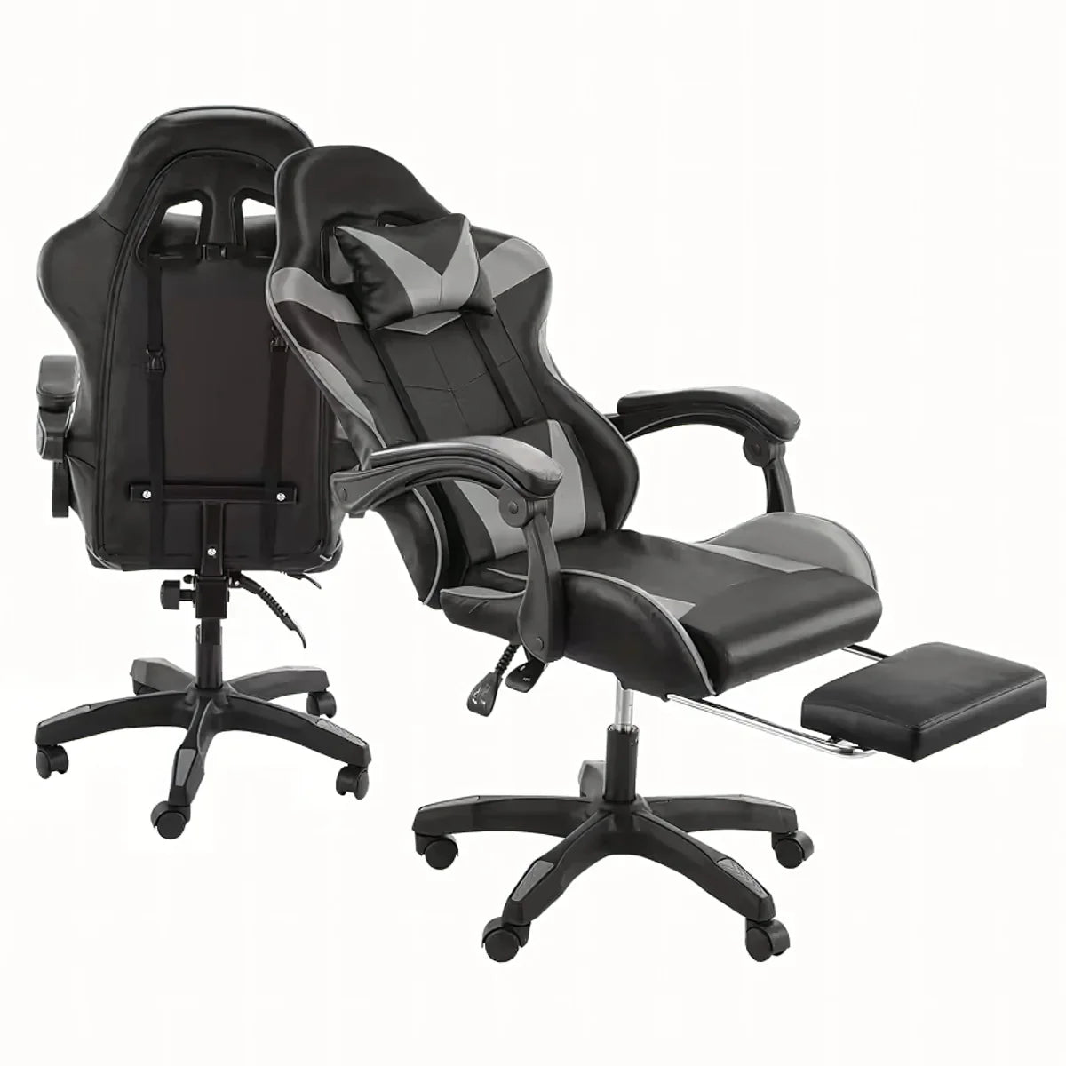 Ergonoomiline mänguri- ja kontoritool jalatoega, hall-must, kuni 150 kg RC-K-1970-1 – pilt 2