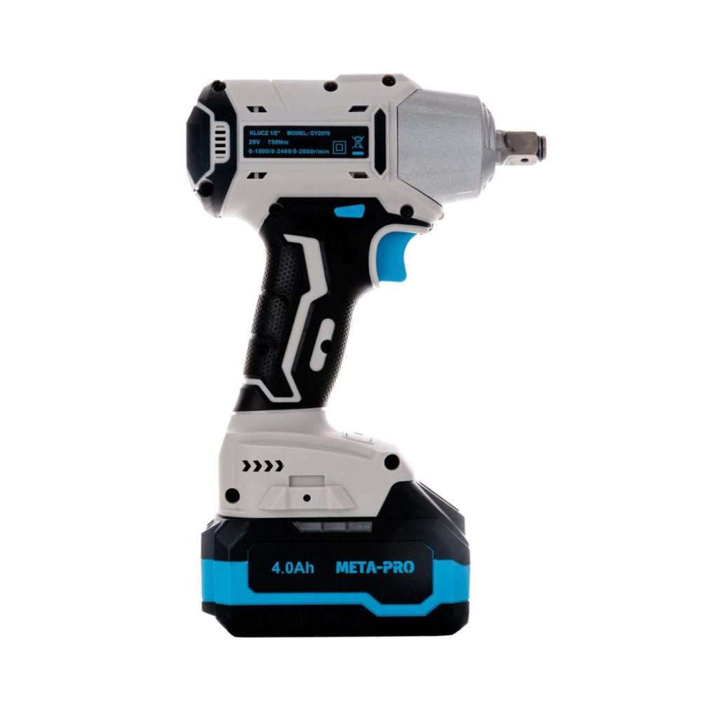 META-PRO 20 V 750 Nm harjadeta 3-in-1 akulöökmutrikeeraja komplekt 2 × 4,0 Ah akuga GY2070 – pilt 4