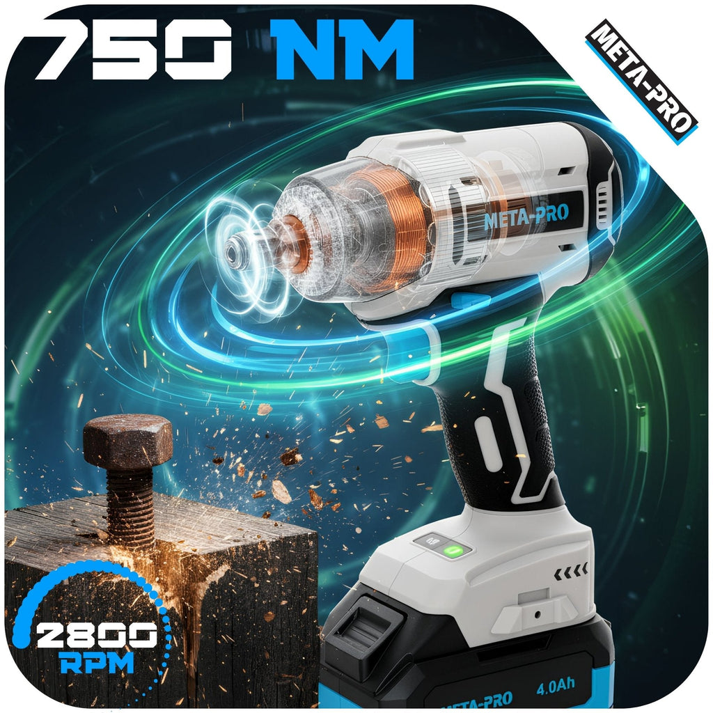 META-PRO 20 V 750 Nm harjadeta 3-in-1 akulöökmutrikeeraja komplekt 2 × 4,0 Ah akuga GY2070 – pilt 6