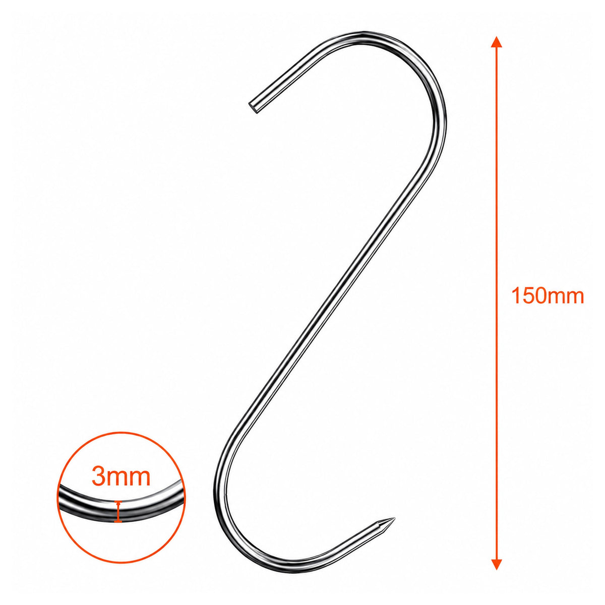 15 tk terasest suitsutuskonksud liha ja vorstide jaoks 15 cm RC-K-2480 – pilt 7
