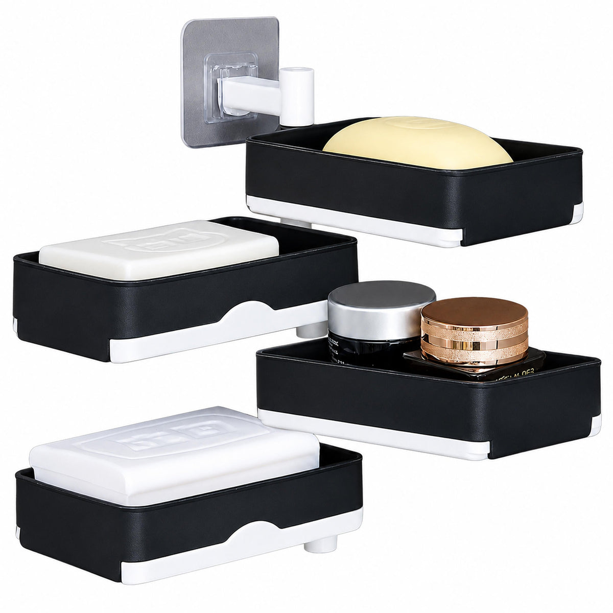 4-Tier Rotating Bathroom Soap Dish Shelf with Drain – pilt 7