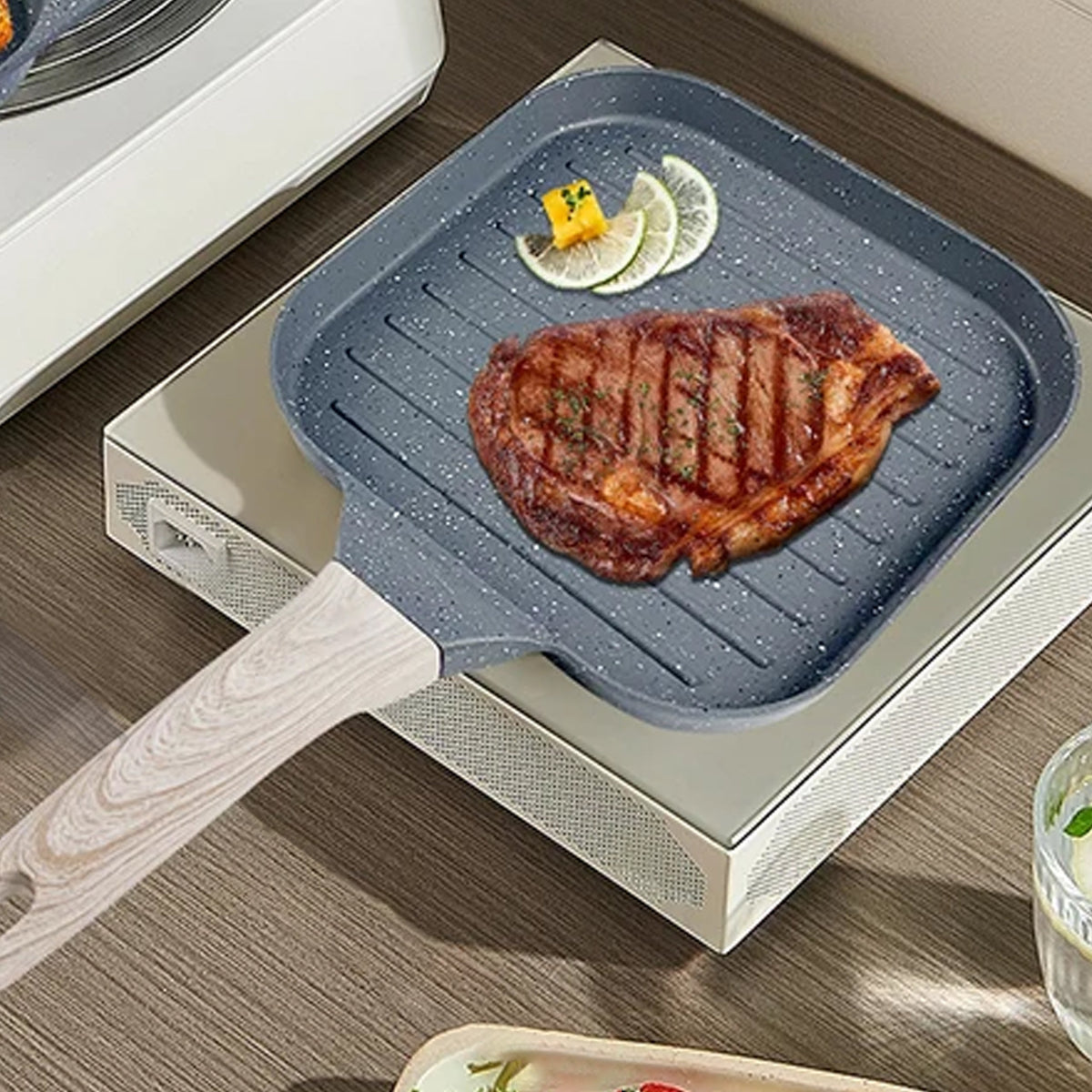 Kaasaskantav grillpann praadimiseks ja grillimiseks induktsioon- ja gaasipliidil RC-K-628 – pilt 5
