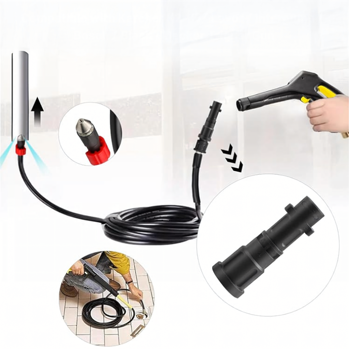 15 m äravoolu puhastusvoolik pesuri adapteritega RC-K-2153 – pilt 7