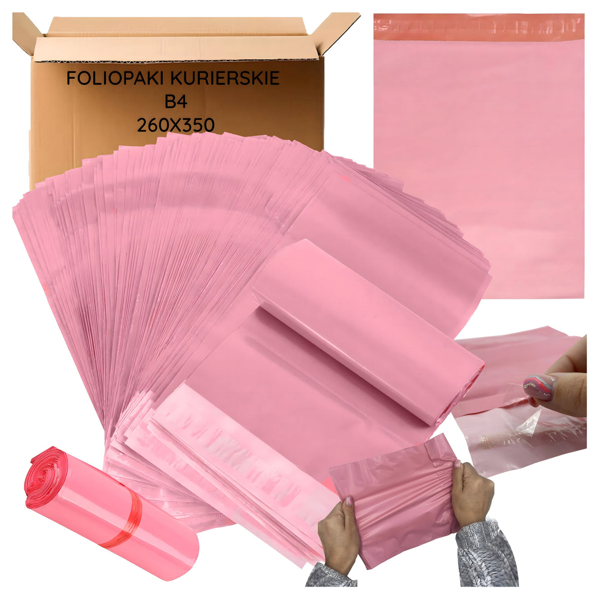 Roosad B4 kullerpostikotid 260 × 350 mm, 50 tk RC009 – pilt 1