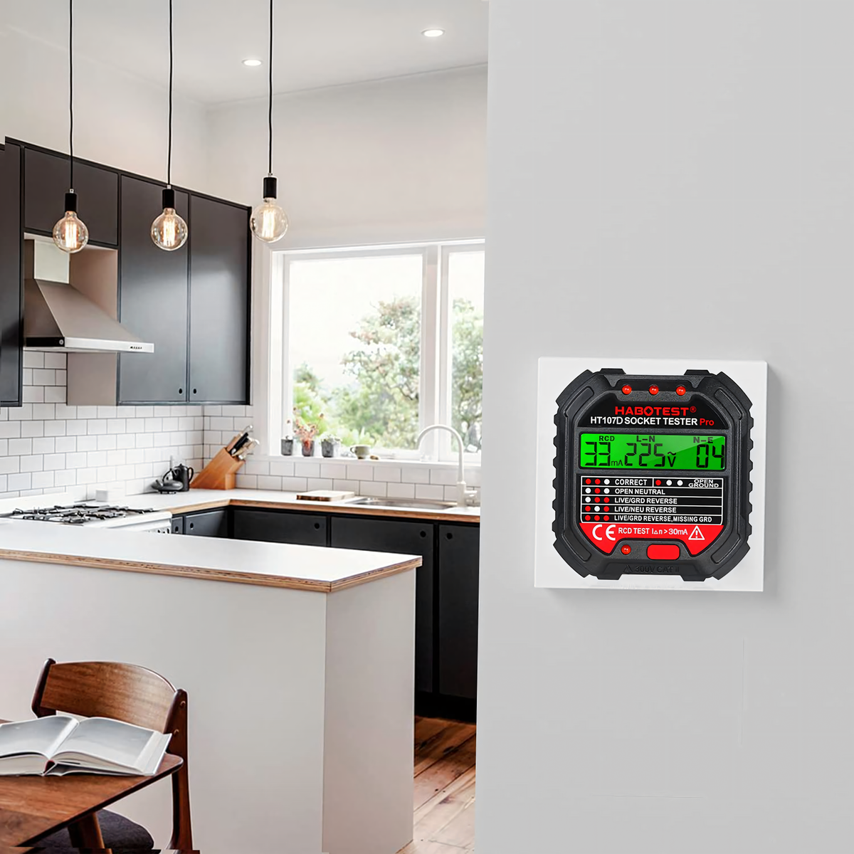 Habotest HT107 D LCD-ekraaniga pistikupesa pingetester RCD-testiga RC-K-1986 – pilt 5