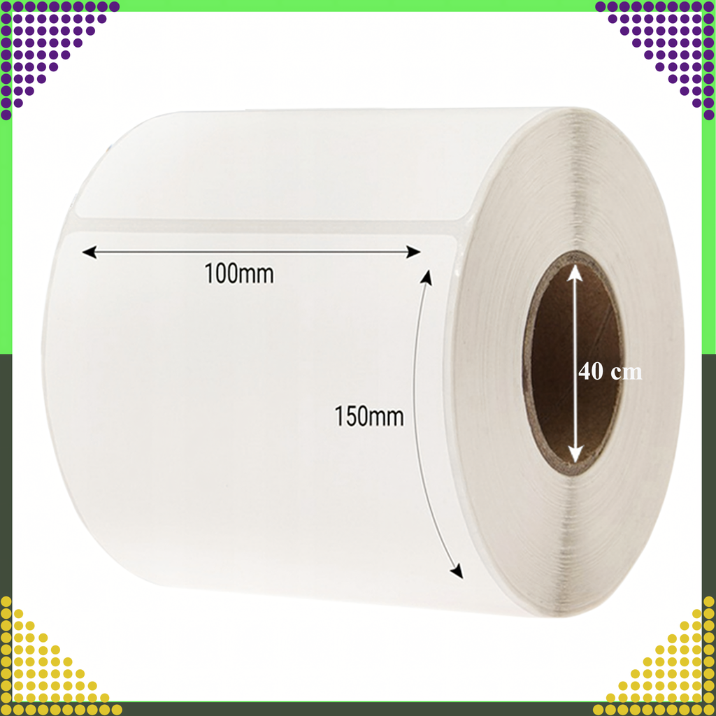 Valged isekleepuvad termoetiketid 100 × 150 mm, 500 tk perforeeritud rullis RC-K-990-12881 – pilt 3