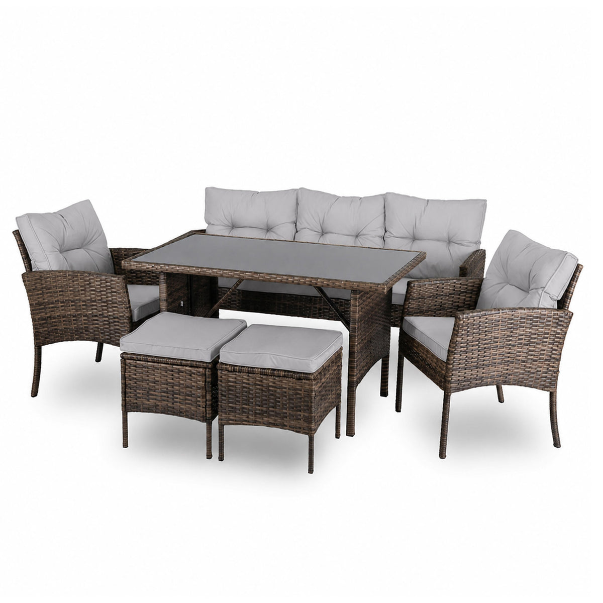 6-Piece Outdoor Rattan Furniture Set for Patio and Garden (T) – pilt 1