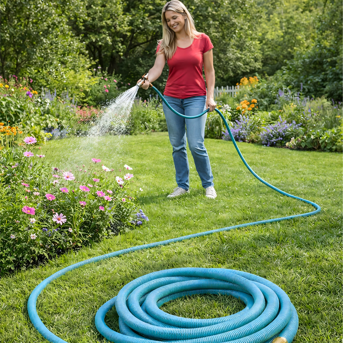 Elastne pikenev aiavoolik 5–15 m koos pihustuspüstoliga 1/2″ ja 3/4″ ühendustele RC-K-2231 – pilt 10