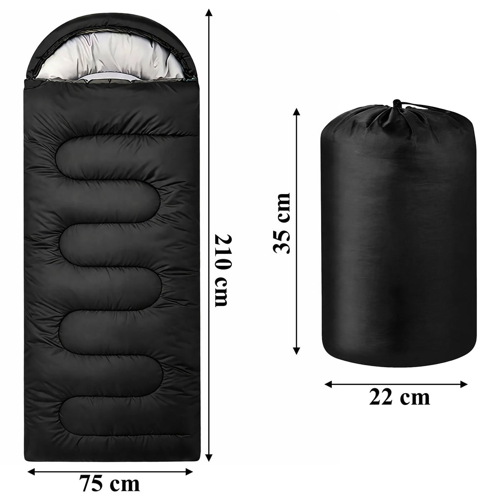 2-ühes soe muumiakujuline magamiskott kapuutsi ja kattega, 210 × 70 cm, must RC-K-2474-15234 – pilt 8