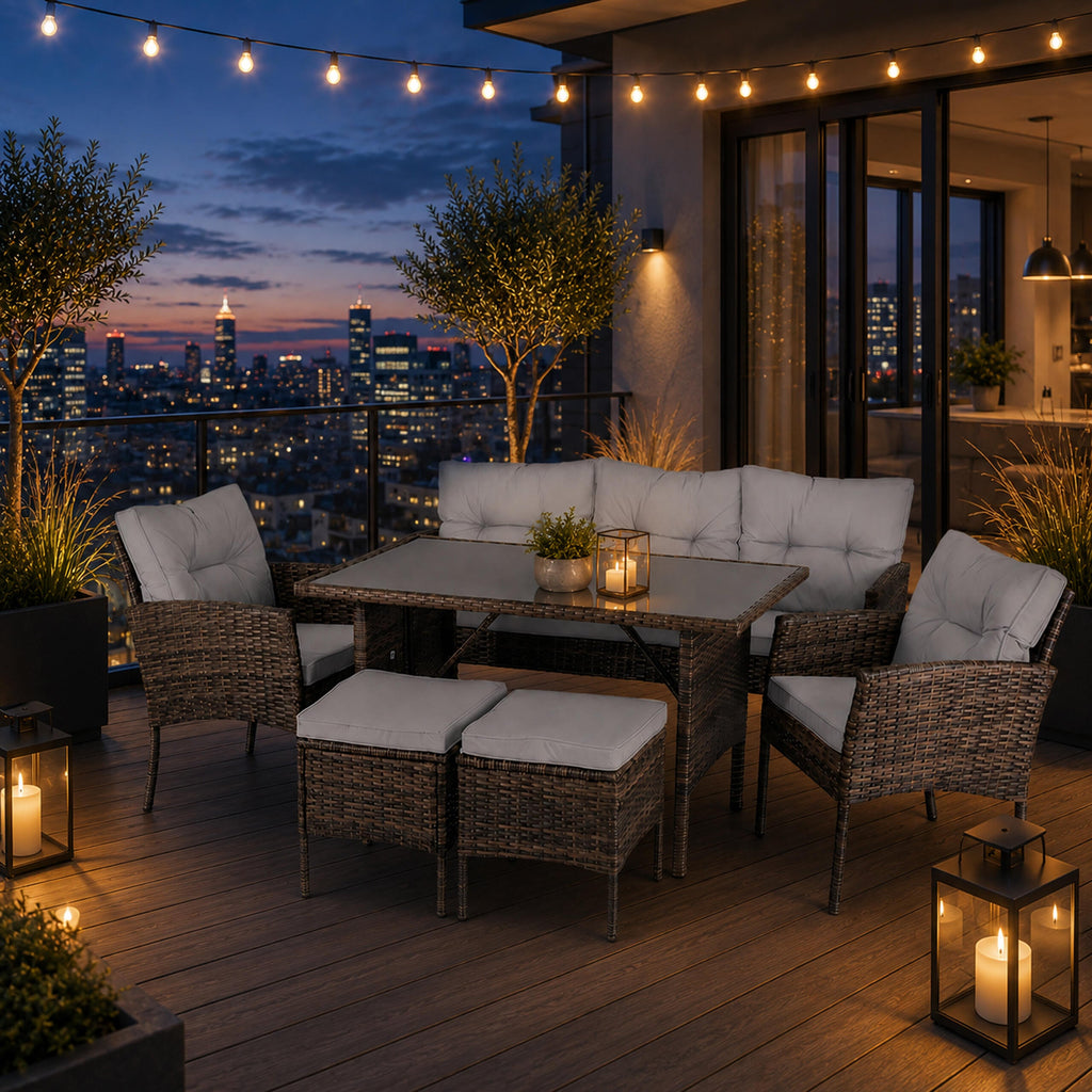 6-Piece Outdoor Rattan Furniture Set for Patio and Garden (T) – pilt 8