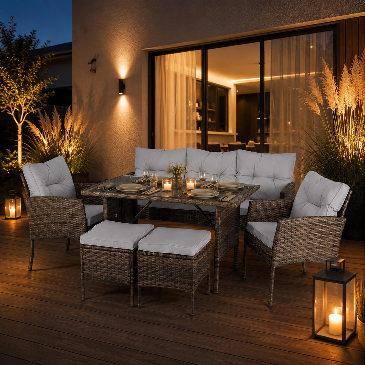 6-Piece Outdoor Rattan Furniture Set for Patio and Garden (T) – pilt 7