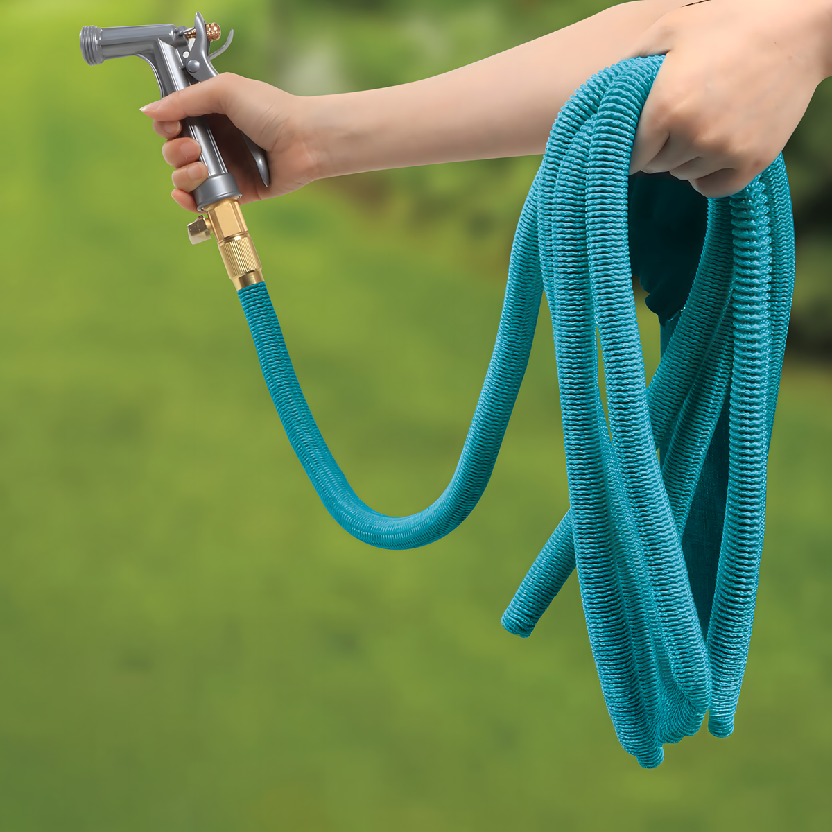 Elastne pikenev aiavoolik 5–15 m koos pihustuspüstoliga 1/2″ ja 3/4″ ühendustele RC-K-2231 – pilt 2