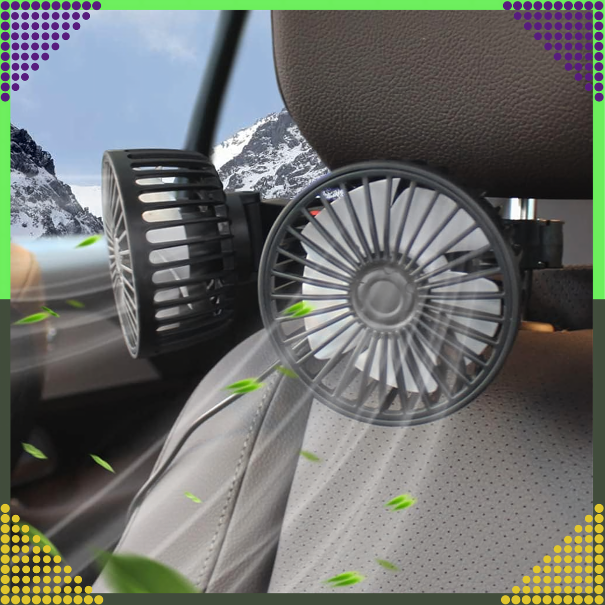 USB-toitega 360° pöörlev kahe ventilaatoripeaga autoventilaator RC-K-1431 – pilt 5