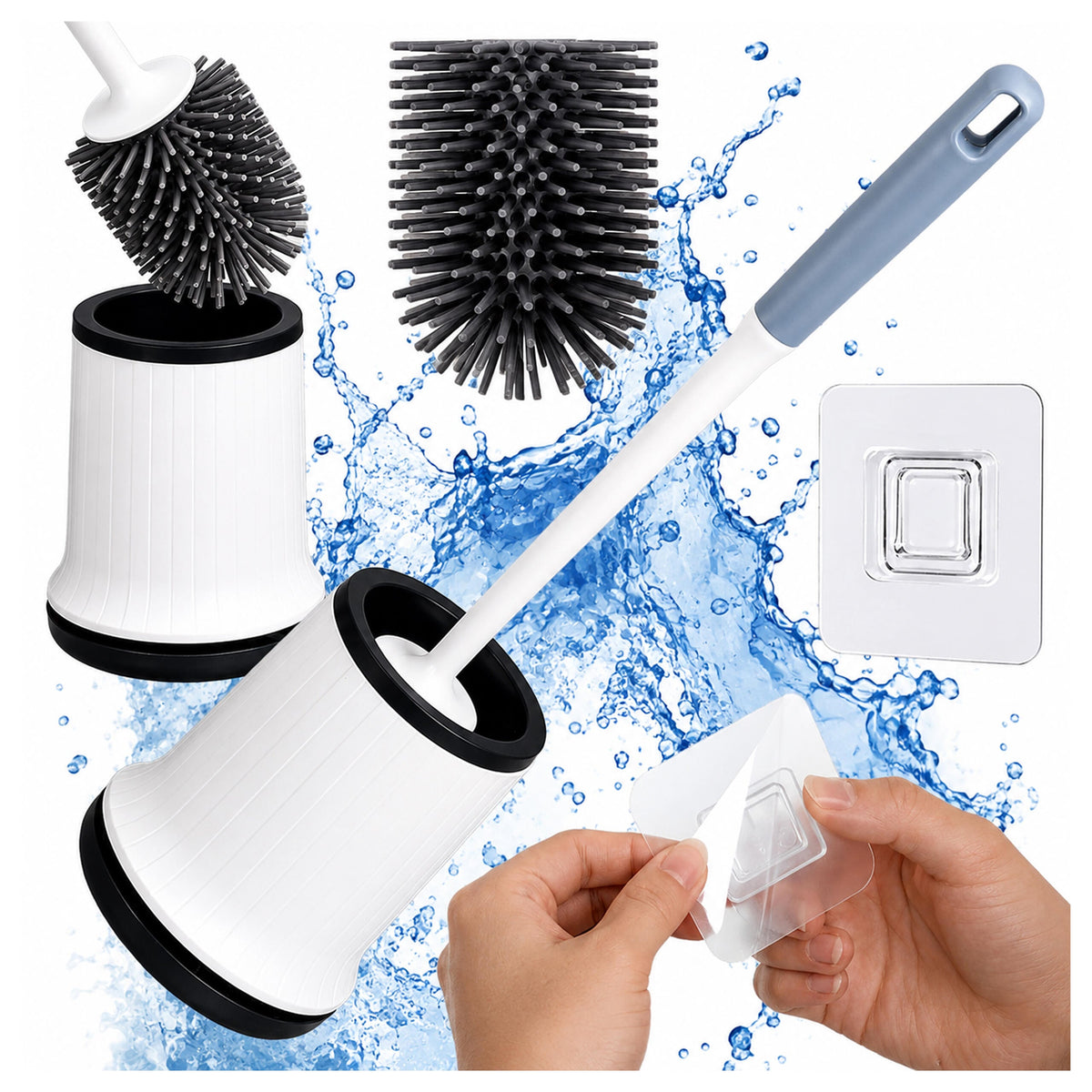 Valge silikoonist WC-hari hoidiku ja seinakinnitusega RC-K-2542 – pilt 5