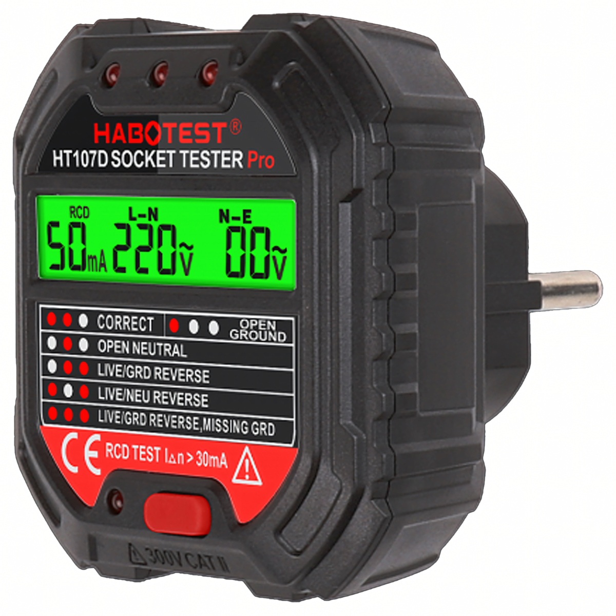 Habotest HT107 D LCD-ekraaniga pistikupesa pingetester RCD-testiga RC-K-1986 – pilt 8
