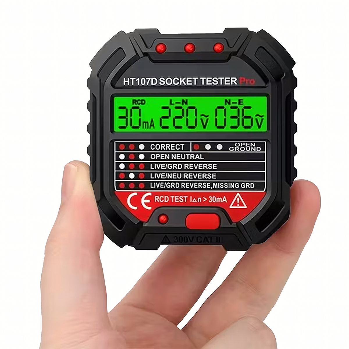 Habotest HT107 D LCD-ekraaniga pistikupesa pingetester RCD-testiga RC-K-1986 – pilt 3